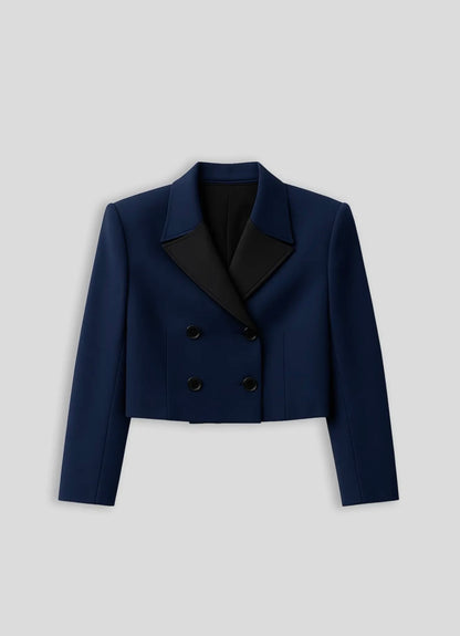 01 Bry - Blazer Corto Con Cuello de Saten