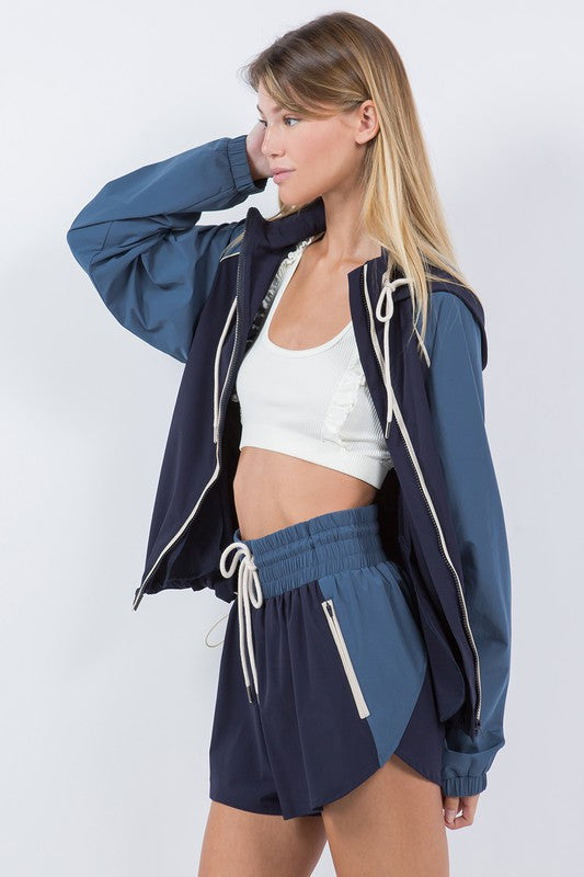 Set Zip Up Color Block Windbreaker