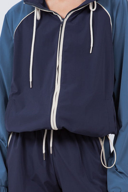 Set Zip Up Color Block Windbreaker