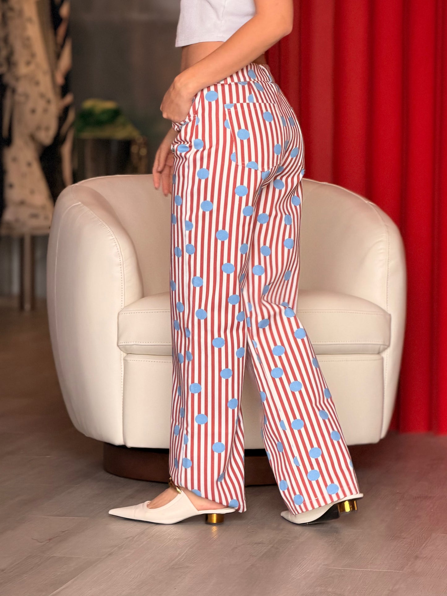 04 Venue - Straight jeans with a geometric print