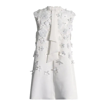 White shift dress with 3D floral