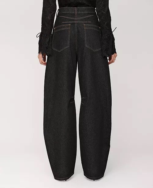 Ura - High-Waist Wide-Leg Black Denim