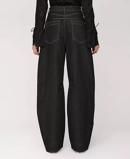 Ura - High-Waist Wide-Leg Black Denim