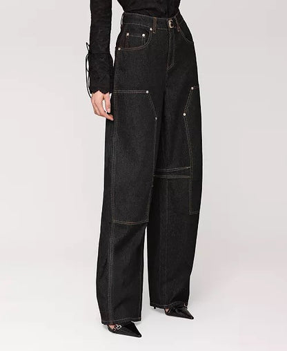 Ura - High-Waist Wide-Leg Black Denim