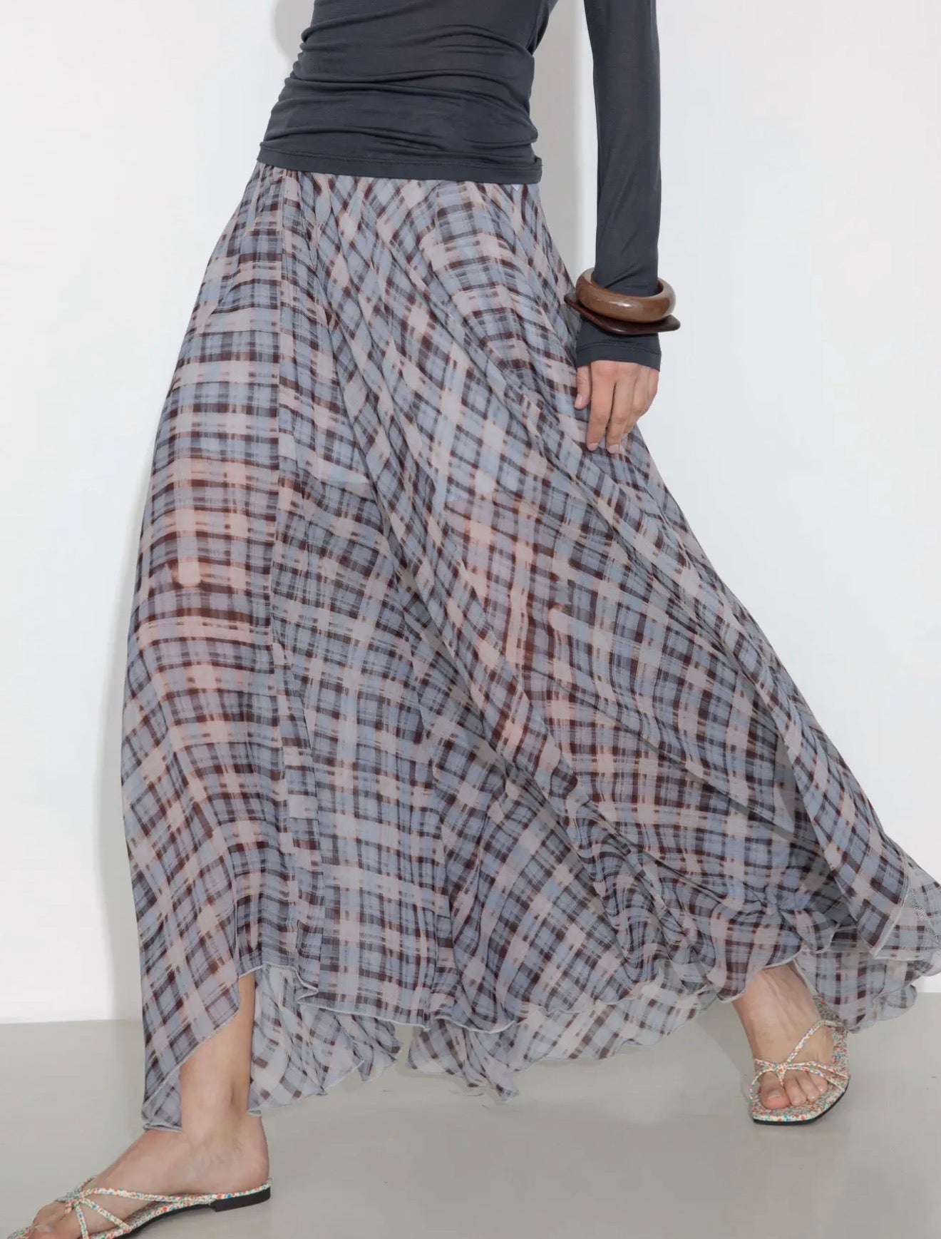 04 - Midnight Plaid Flow Skirt