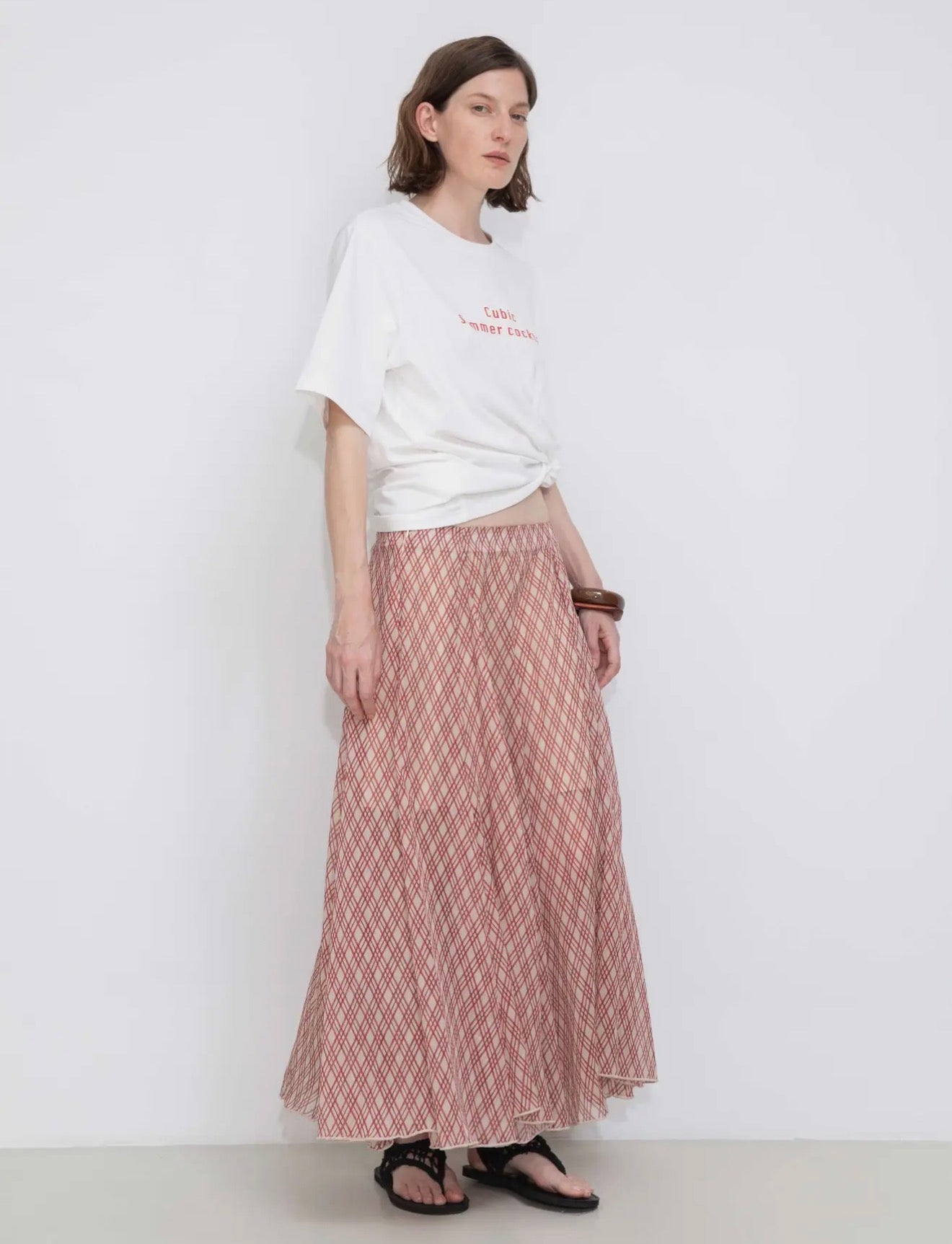 Crimson Plaid Flow Skirt