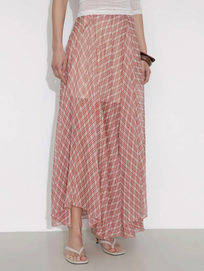 Crimson Plaid Flow Skirt