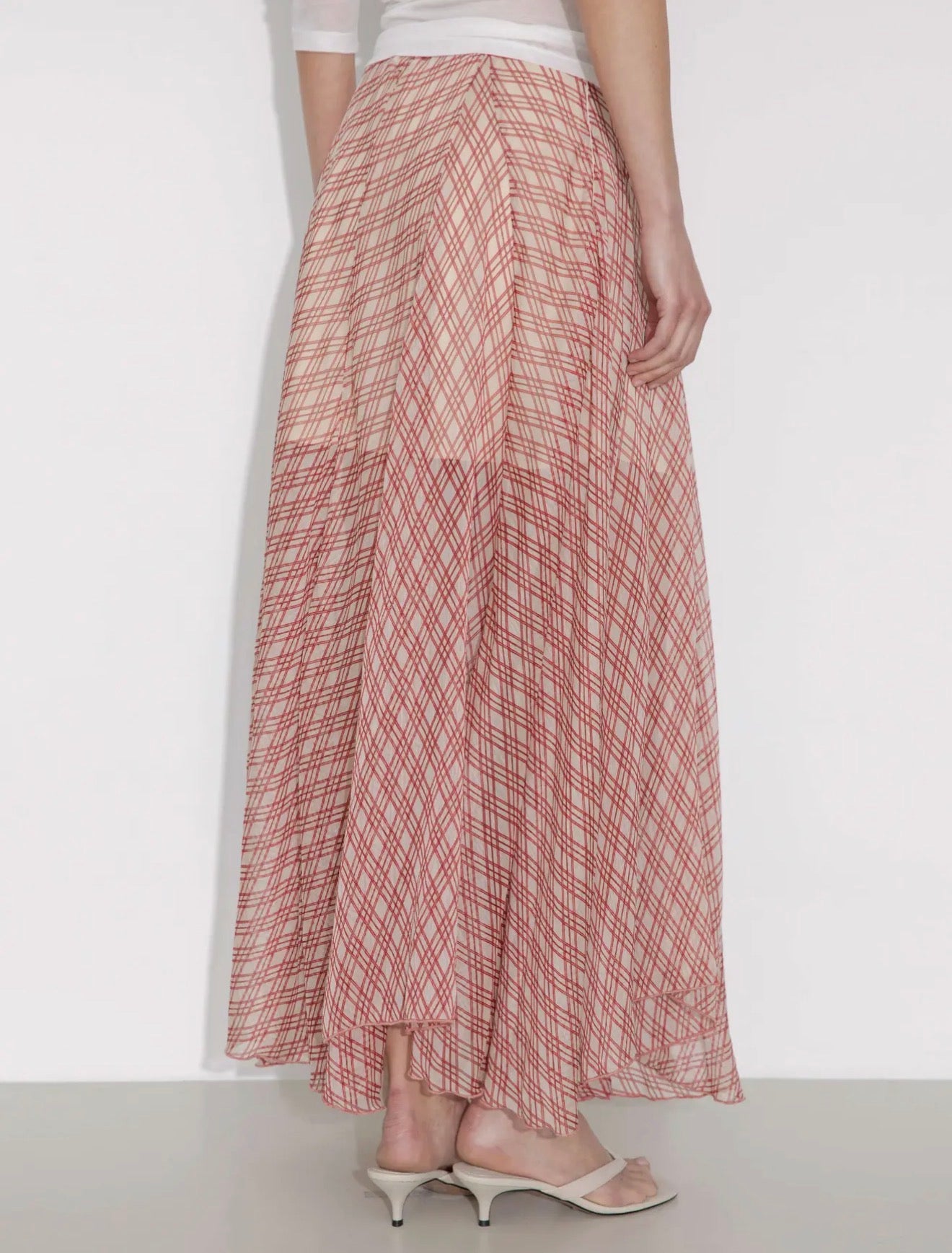 Crimson Plaid Flow Skirt