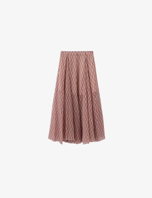 02 - Crimson Plaid Flow Skirt