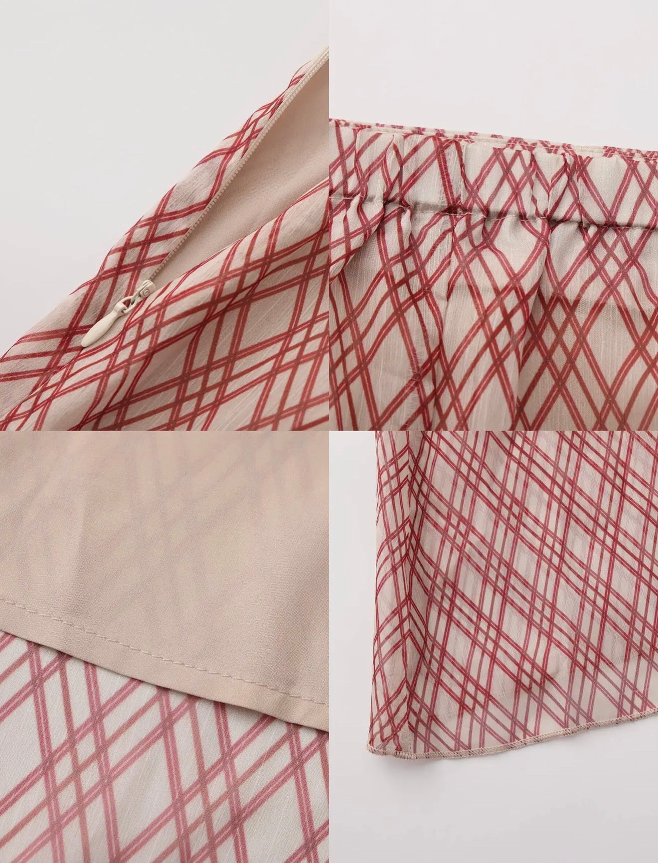 Crimson Plaid Flow Skirt