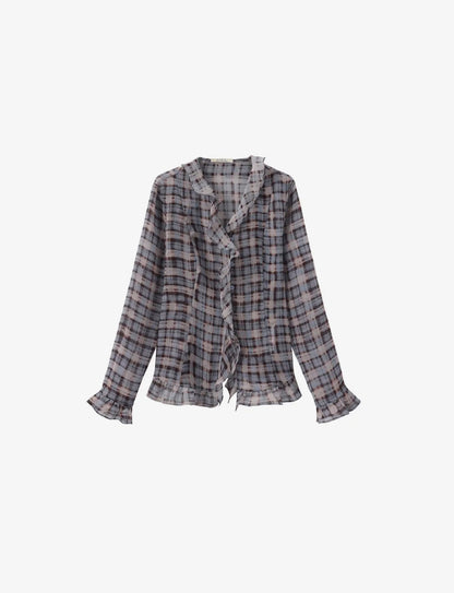 Midnight Plaid Classic Blouse