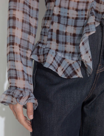 Midnight Plaid Classic Blouse