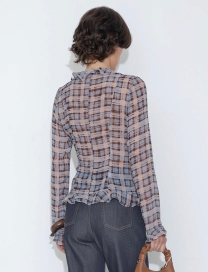 Midnight Plaid Classic Blouse