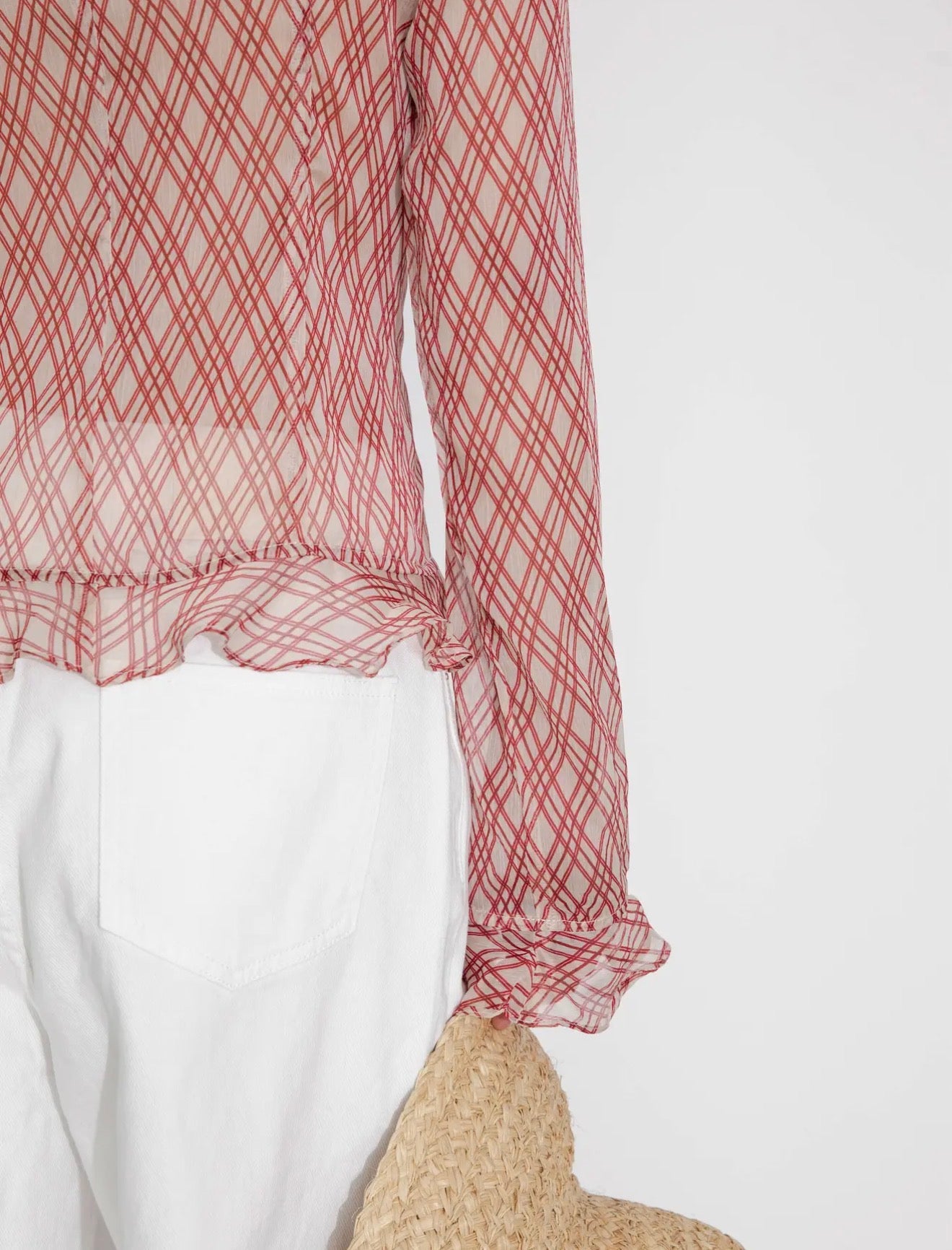 01 - Crimson Plaid Ruffle Blouse