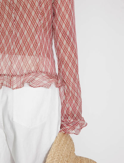 01 - Crimson Plaid Ruffle Blouse