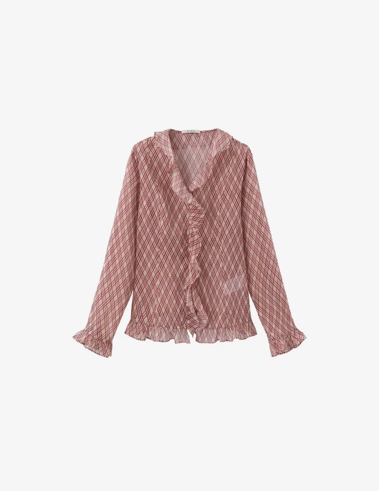 01 - Crimson Plaid Ruffle Blouse