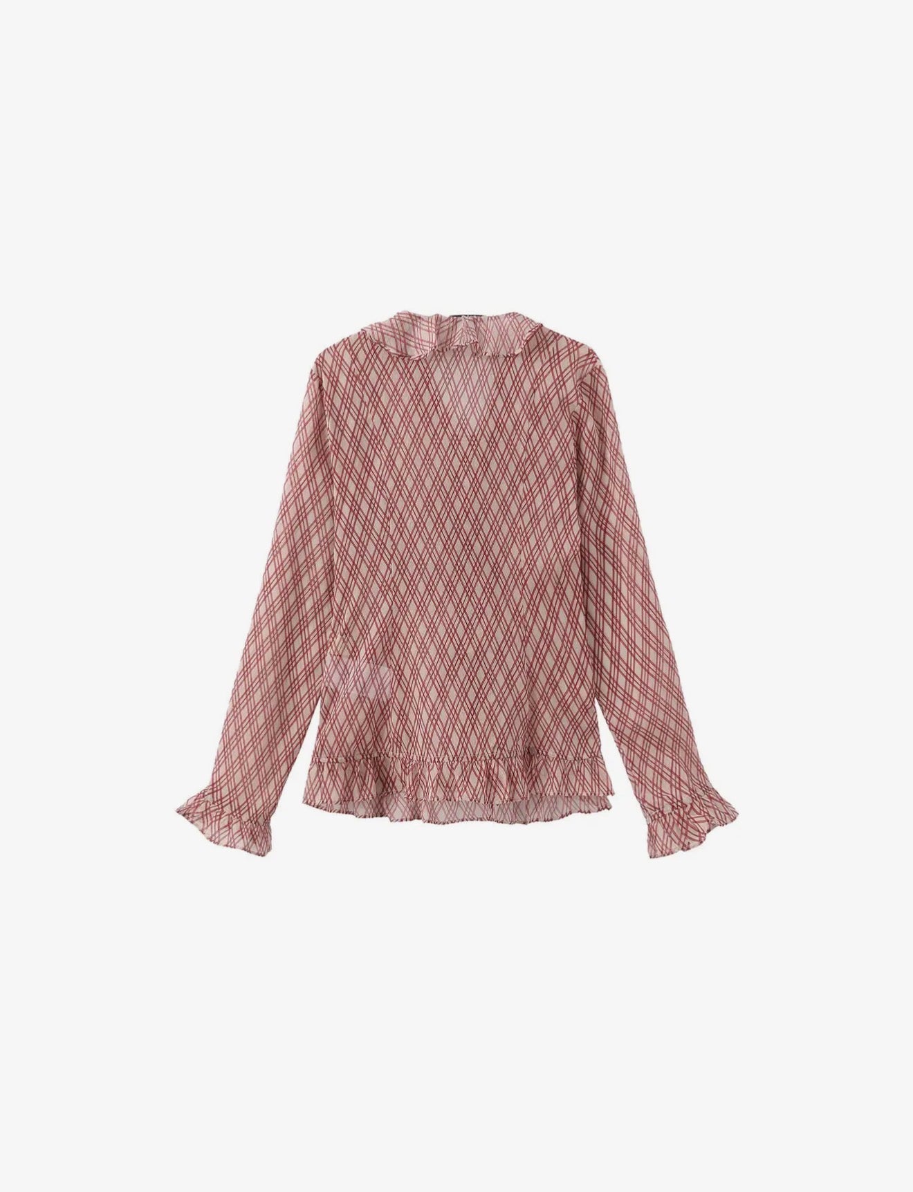 01 - Crimson Plaid Ruffle Blouse