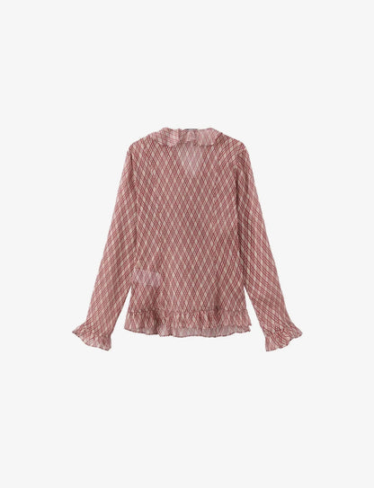 01 - Crimson Plaid Ruffle Blouse