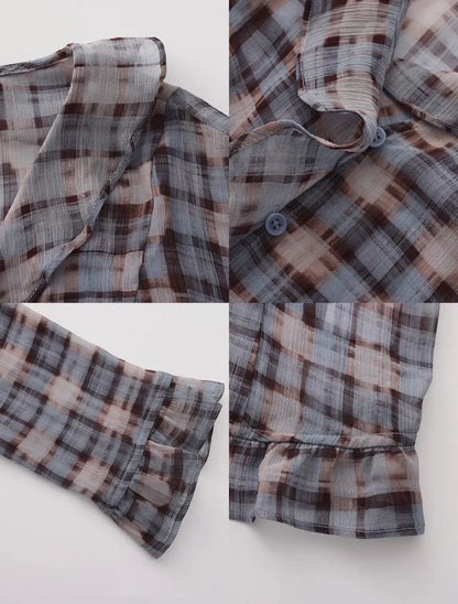 Midnight Plaid Classic Blouse