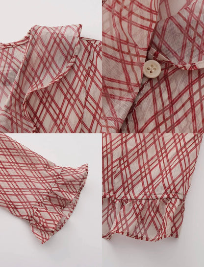 01 - Crimson Plaid Ruffle Blouse