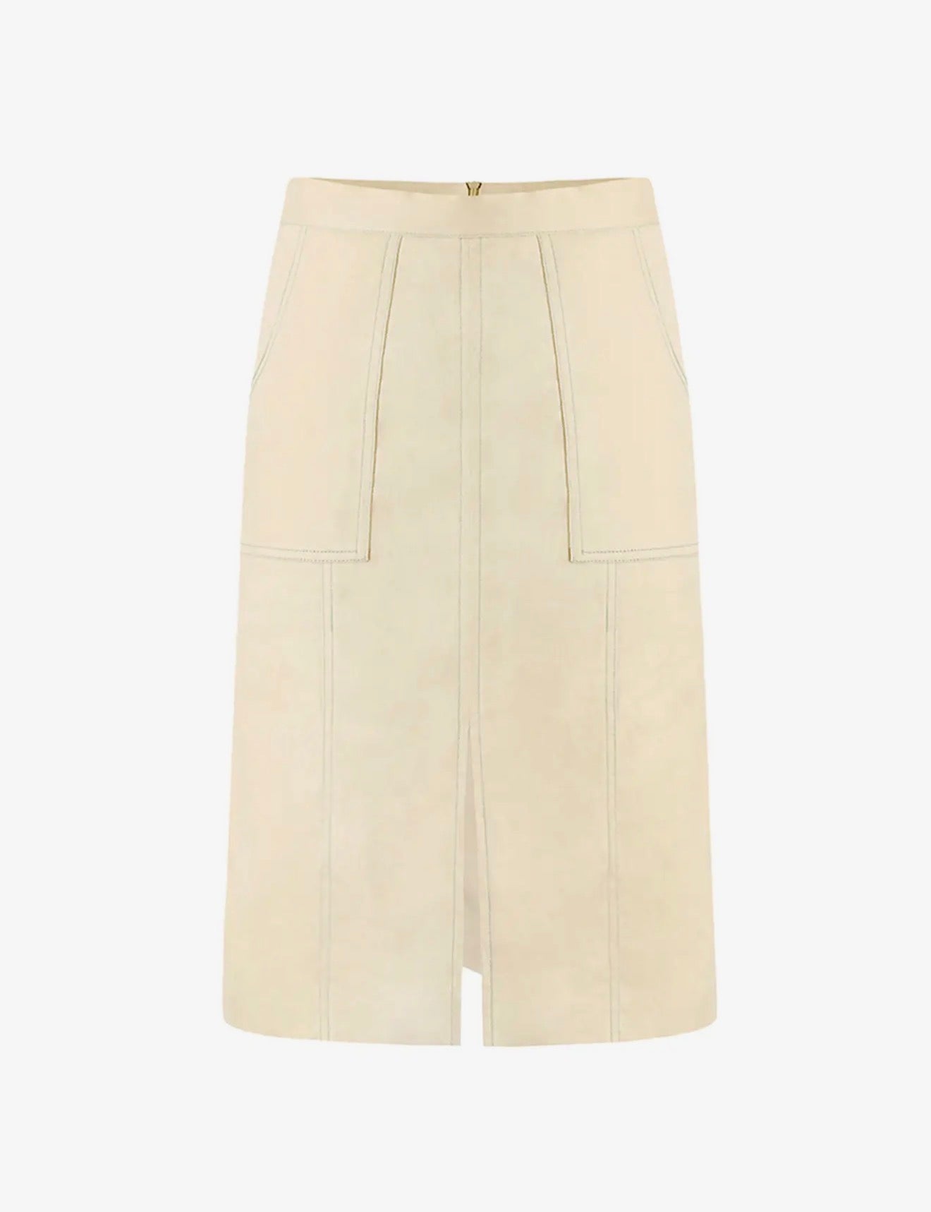 08 - Ivory Tailored Midi Skirt