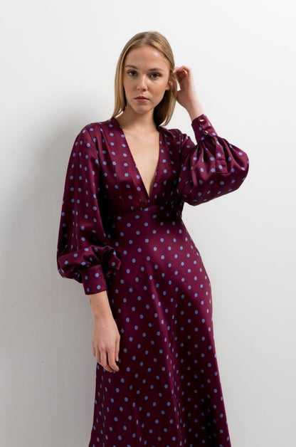 pla BURGUNDY POLKA DOT