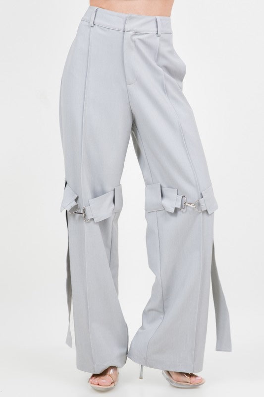AC Statement Pants with Side Slits and Buckle Details