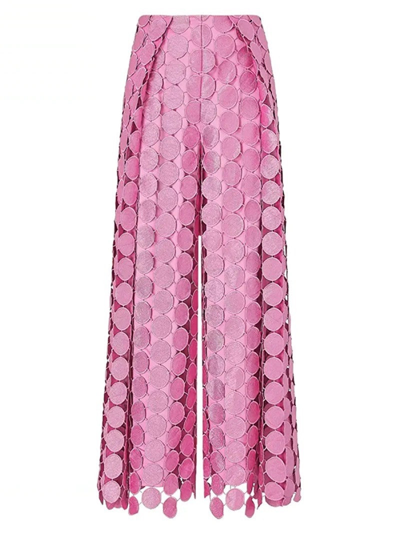 ABC Circle 3D - Tassels Hollow out Wide Leg Pants