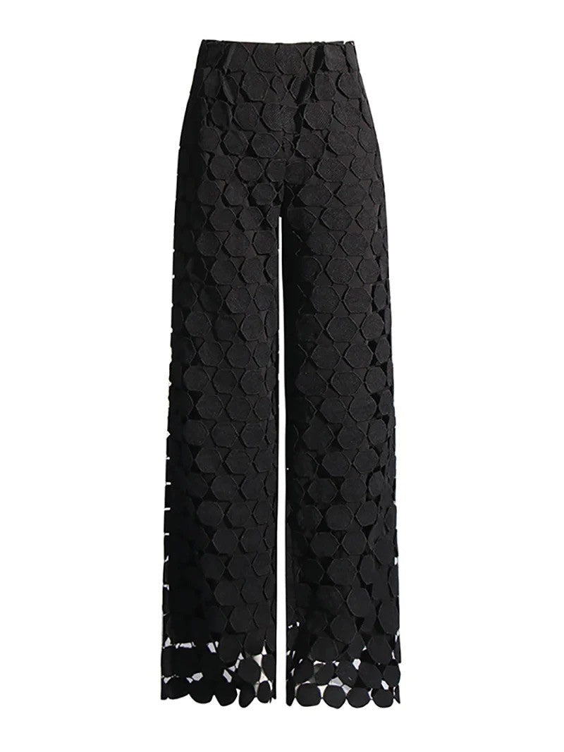 ABC Circle 3D - Tassels Hollow out Wide Leg Pants