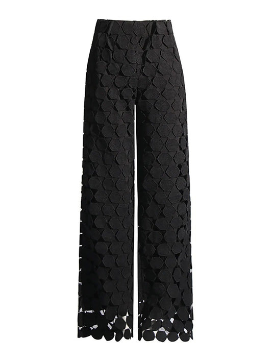 ABC Circle 3D - Tassels Hollow out Wide Leg Pants