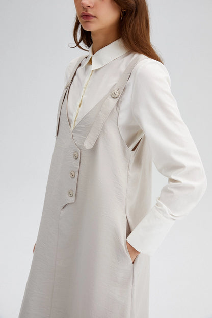Button Detailed Linen Gilet